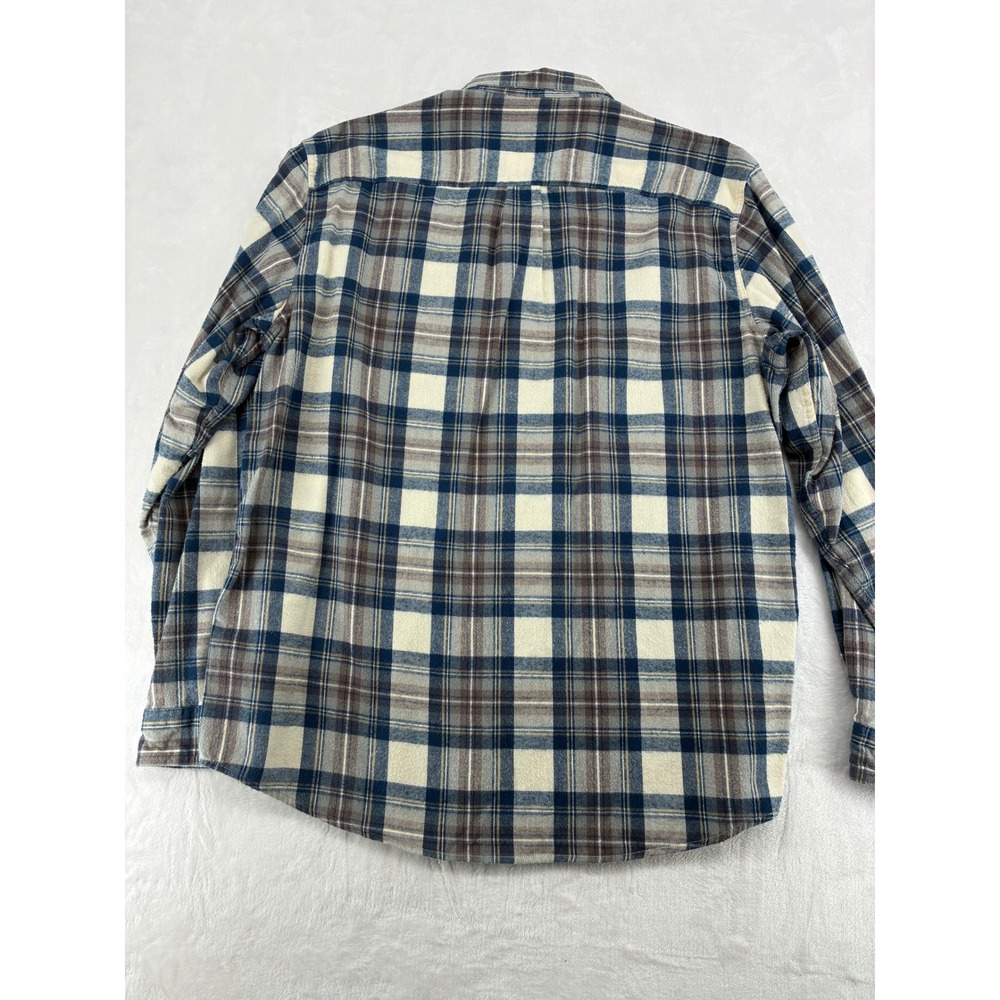 L.L. Bean Shirt Mens L Button Down Plaid Blue Brown Traditional Fit 228061 - Picture 8 of 9